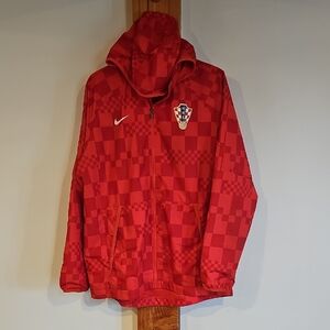 Nike Croatian Soccer Team Red Checkered Wimdbreaker with Hood